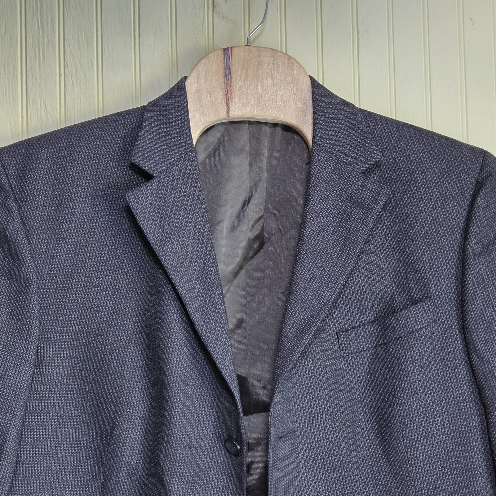 Oscar De La Renta Blazer Mens 44r Blue Check Wool Sport Coat Jacket Two Button